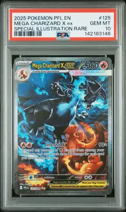 2025 POKEMON PFL EN-PHANTASMAL FLAMES #125 MEGA CHARIZARD X EX PSA 10 - Image 1