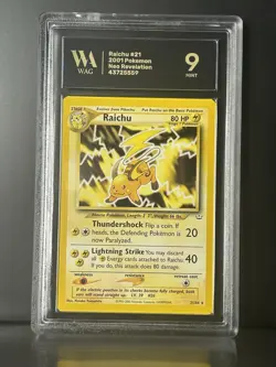 GRADED WAG Mint 9 Raichu 21/64 Neo Revelation Unlimited Vintage Pokemon Slab - Image 1