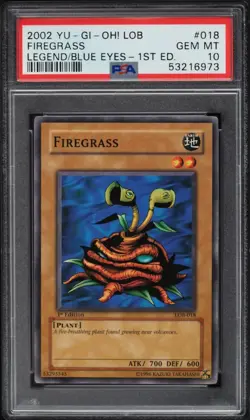 YUGIOH LEGEND OF BLUE EYES 1ST ED LOB-018 FIREGRASS PSA 10 GEM MINT #53216973 - Image 1