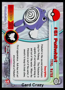 Poliwhirl #61 - Topps Chrome Series 1 Pokemon Card Played - Image 2