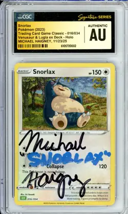 CGC Signed Michael Haigney Snorlax 016/034 Trading Card Game Classic Holo 2023 - Image 1