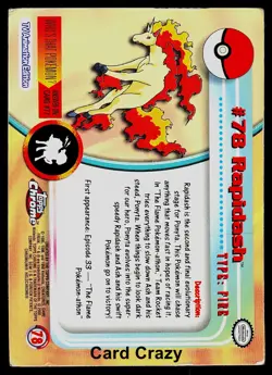 Rapidash #78 - Topps Chrome Series 1 Pokemon Card Played - Image 2