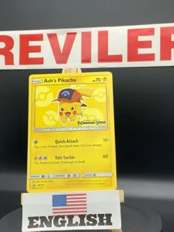 Pokemon Pikachu TCG Ash's SM111 Sun & Moon Holo Card 2017 Pikachu Project - NM - Image 1