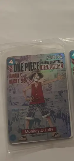 One Piece Monkey D. Luffy US Voyage College Basketball Promo Card Illinois Seale - Image 1