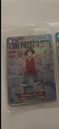 One Piece Monkey D. Luffy US Voyage College Basketball Promo Card Illinois New - Image 2