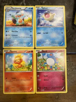 Pokemon 2015 Primal Clash 4 Cute Cards Marshtomp Spheal Torchic Marill - Image 1