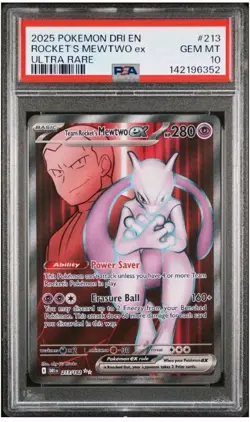 2025 Pokemon Team Rocket’s Mewtwo Ex PSA 10 #213 Destined Rivals Ultra Rare - Image 1