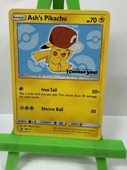 Pokemon Ash's Pikachu 70 HP Promo SM113 Regular 2017 Basic Electro Ball - Image 1