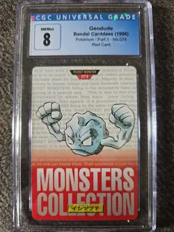 Geodude 074 RED Bandai Carddass Pokemon Pocket Monsters Japanese 1996 - Image 1