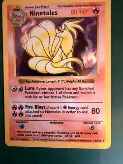 Pokemon TCG Ninetales Base Set Shadowless Holo Rare LP-/MP+ - Image 1