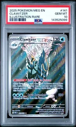 Pokemon Mega Evolution Clawitzer #141 Illustration Rare PSA 10 - Image 1
