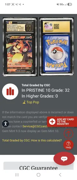 2021 POKEMON CHINESE 25TH ANNIVERSARY 123/S-P LANCE'S CHARIZARD V CGC Pristine10 - Image 3