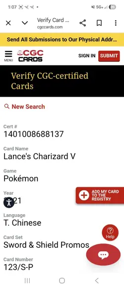 2021 POKEMON CHINESE 25TH ANNIVERSARY 123/S-P LANCE'S CHARIZARD V CGC Pristine10 - Image 5