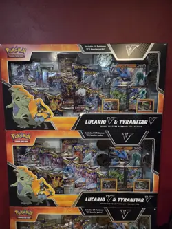 (Lot Of 3) Pokemon Lucario V & Tyranitar V Heavy Hitters Box Evo Skies Varient - Image 2