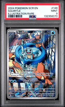 2024 POKEMON SCR EN-STELLAR CROWN ILLUSTRATION RARE #148 SQUIRTLE PSA 9 - Image 1