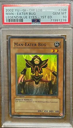 2002 Yu-Gi-Oh! LOB-108 1st Edition Man-Eater Bug PSA 10 GEM MINT GLOSSY - Image 2