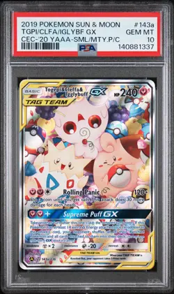 Pokemon Togepi & Cleffa & Igglybuff GX 143A/236 Alt Art Tag Team GEM MINT PSA 10 - Image 1