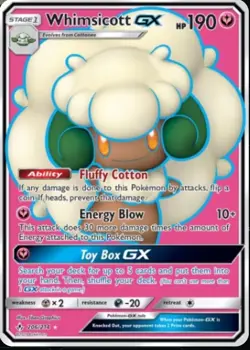 Whimsicott GX (Full Art) Ultra Rare SM - Unbroken Bonds 206/214 NM Pokemon TCG - Image 1