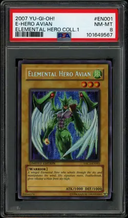 Yugioh Elemental Hero Avian Secret Rare EHC1 PSA8 Nm-Mint Graded Englisch! - Image 1