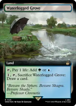 Waterlogged Grove (Extended Art)(Surge Foil) Universes Beyond: Doctor Who NM MTG - Image 1
