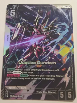 Justice Gundam Alternate Art Foil - GD01-066 LR+ NM - Gundam TCG Card Game - Image 2