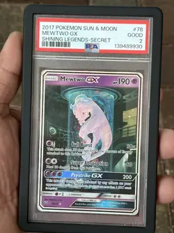 2017 Pokemon Sun & Moon Shining Legends Secret 78 Mewtwo Gx PSA 2 good low pop - Image 1