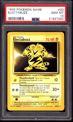 1999 Pokemon Electabuzz Unlimited 20/102 Base Set - PSA 10 - Image 1