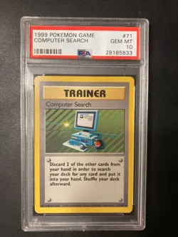 Computer Search PSA 10 Base Set Pokemon Trainer Rare Vintage - Image 1