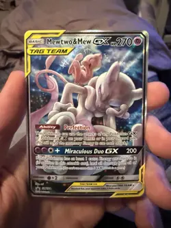 Pokemon TCG Mewtwo & Mew GX SM191 Tag Team Black Star Promo Sun & Moon LP - Image 1