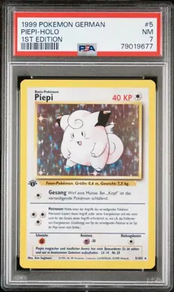 1999 Pokemon German Piepi Clefairy Holo 1st Edition #5 Graded PSA 7 NM MINT - Image 1
