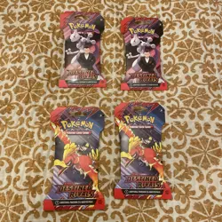 Pokemon Scarlet Violet Destined Rivals Booster Sleeved Booster Pack x4 - Image 1