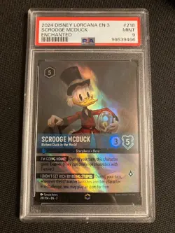 2024 DISNEY LORCANA CARD INKLANDS EN 3 ENCHANTED SCROOGE MCDUCK #218 PSA 9 !!! - Image 1