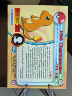 Charmander #4 1999 Topps Pokemon TV Animation Edition Series 1 Green Logo - Image 2