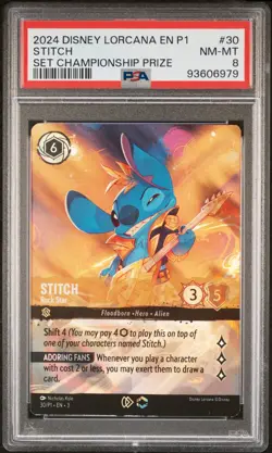2024 DISNEY LORCANA EN P1-PROMO #30 STITCH - ROCK STAR PSA 8 - Image 1