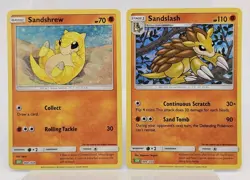 Sandshrew & Sandslash 008/034 009/034 Trading Card Game Classic Holo Pokemon NM - Image 1