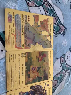 Pokemon 5 Card Bundle Gold Foil Fan Art Display Card - Image 4