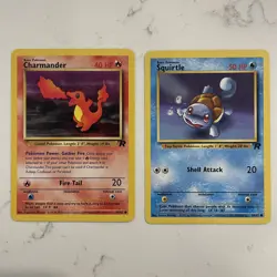 Pokemon TCG Charmander 50/82 & Squirtle 68/82 Team Rocket 1999 Collector’s Cards - Image 1