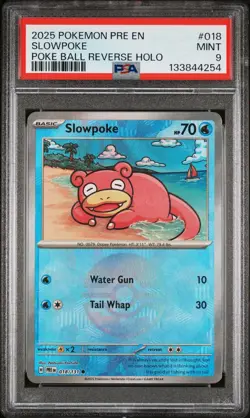 2025 POKEMON PRE EN-PRISMATIC EVOLUTIONS MASTER BALL REVERSE HOLO SLOWPOKE PSA 9 - Image 1