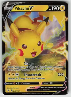 PIKACHU V 043/185 HOLO RARE V VIVID VOLTAGE POKEMON NM/M - Image 1
