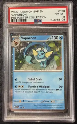 PSA 8 2025 POKEMON SVP EN-SV BLACK STAR PROMO 168 VAPOREON - Image 1