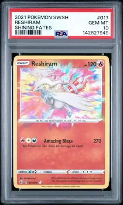 2021 POKEMON SWORD & SHIELD SHINING FATES #017 RESHIRAM PSA 10 - Image 1
