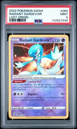 2022 POKEMON SWORD & SHIELD LOST ORIGIN #069 RADIANT GARDEVOIR PSA 9 - Image 1