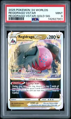 PSA 9 Regidrago VStar 2024 Pokemon Worlds Regidrago VStar Gold Sig - Image 1