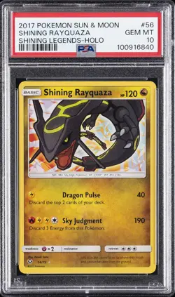 2017 POKEMON SUN & MOON SHINING LEGENDS #56 SHINING RAYQUAZA-HOLO PSA 10 - Image 1