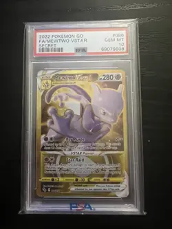 PSA 10 MEWTWO VSTAR GOLD SECRET RARE – POKEMON GO – GEM MINT #086/078 - Image 1