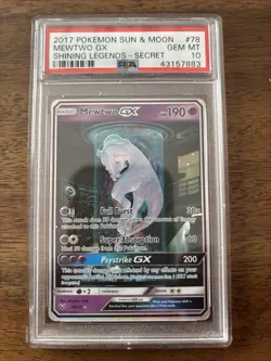 2017 pokemon sun and moon mewtwo gx Secret psa 10 - Image 1