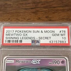 2017 pokemon sun and moon mewtwo gx Secret psa 10 - Image 3