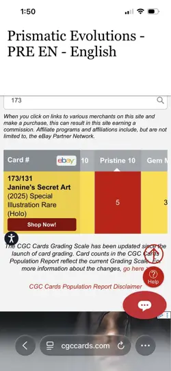 Pokemon TCG Janine's Secret Art 173/131 Prismatic Evolutions CGC Pristine 10 1/5 - Image 4