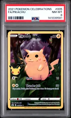 2021 POKEMON CELEBRATIONS #005 FULL ART/PIKACHU PSA 8 - Image 1