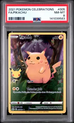 2021 POKEMON CELEBRATIONS #005 FULL ART/PIKACHU PSA 8 - Image 1